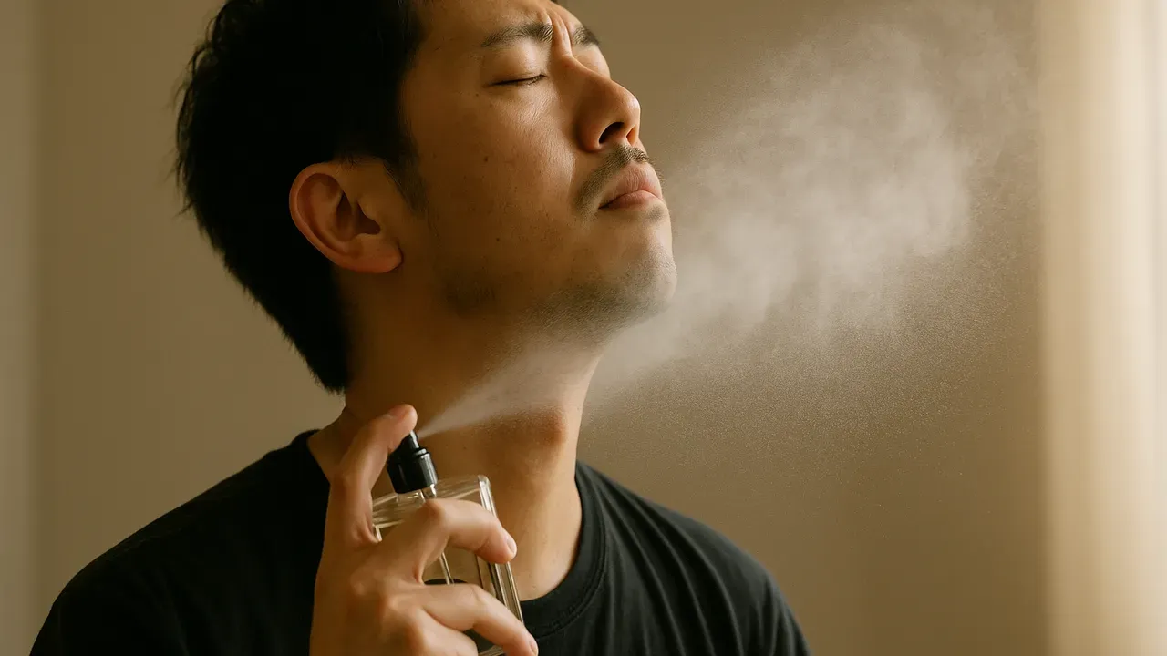 首元に香水を吹きつけすぎる男性